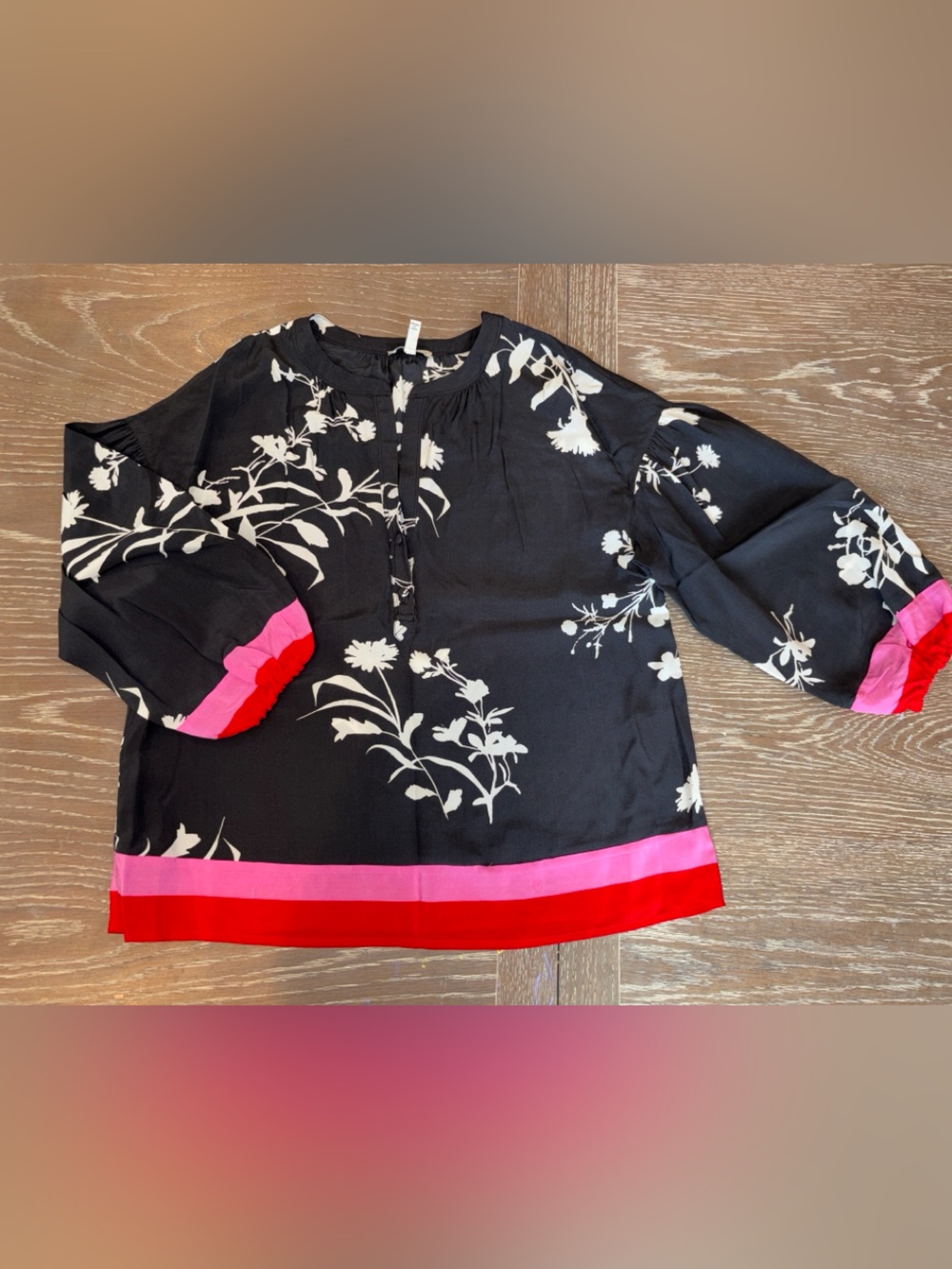 Joie Blouse in Black & White with Red and Pink Size XXS